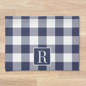 Navy Blue Buffalo Check Monogram Theedoek