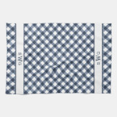 Navy Blue Buffalo, drie Initiaal monogram Theedoek (Horizontaal)