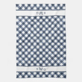 Navy Blue Buffalo, drie Initiaal monogram Theedoek (Verticaal)