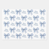 Navy Blue Buffalo Plaid Bow Check Vrolijk Kerstfee Inpakpapier Vel (Voorkant 2)