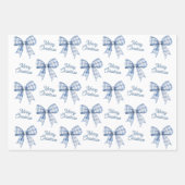 Navy Blue Buffalo Plaid Bow Check Vrolijk Kerstfee Inpakpapier Vel (Voorkant)