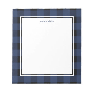 Navy Blue Buffalo Pset Tartan Naam Notitieblok