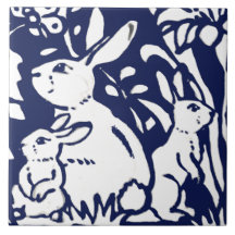 Navy Blue Bunny Rabbit Woodland Animal Trivet