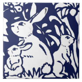 Navy Blue Bunny Rabbit Woodland Animal Trivet Tegeltje