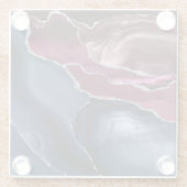 Navy Blue Burgundy Agate Silver Glitter Glazen Onderzetter (Achterkant)