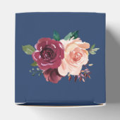 Navy Blue Burgundy Blush Floral Wedding Bedankdoosjes (Bovenkant)