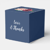 Navy Blue Burgundy Blush Floral Wedding Bedankdoosjes (Achterkant)