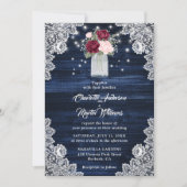 Navy Blue Burgundy Blush Floral Wedding Kaart (Voorkant)