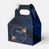 Navy Blue Burgundy Blush Pink Floral Weddenschap Bedankdoosjes (Achterkant)