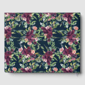 Navy Blue Burgundy Blush Pink Floral Weddenschap Gastenboek (Achterkant)