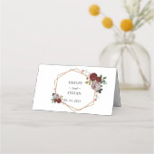 Navy Blue Burgundy Blush Pink Floral Weddenschap Plaatskaartje (Achterkant)