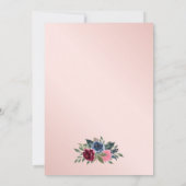 Navy Blue Burgundy Blush Pink Floral Weddenschap Save The Date (Achterkant)