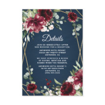 Navy Blue Burgundy Blush Pink Gold Floral Weddensc