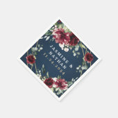 Navy Blue Burgundy Blush Pink Gold Floral Weddensc Servet (Hoek)