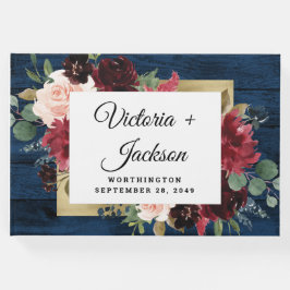 Navy Blue Burgundy Blush Pink Gold Rustic Weddensc Gastenboek