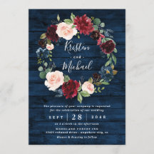 Navy Blue Burgundy Blush Waterverf Wreath Wedding