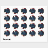 Navy Blue Burgundy Blush Waterverf Wreath Wedding Ronde Sticker (Vel)