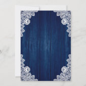 Navy Blue Burgundy Blush White Lace Floral Wedding Kaart (Achterkant)