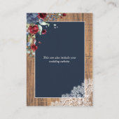 Navy Blue Burgundy Botanical Lace Details Informatiekaartje (Achterkant)