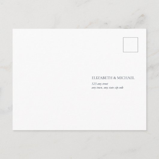 Navy Blue Burgundy Botanical Script Weddenschap RS Uitnodiging Briefkaart (Achterkant)