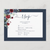 Navy Blue Burgundy Botanical Script Weddenschap RS Uitnodiging Briefkaart (Voorkant)