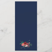 Navy Blue Burgundy Coral Floral Waterverf Weddensc Menu (Achterkant)