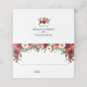 Navy Blue Burgundy Coral Floral Waterverf Weddensc Plaatskaartje (Buitenkant ongevouwen)