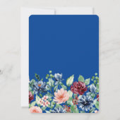 Navy Blue Burgundy Floral Birthday Party Kaart (Achterkant)