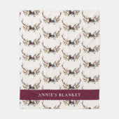 Navy blue burgundy floral elegant elegant elegant fleece deken (Voorkant)