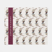 Navy blue burgundy floral elegant elegant elegant fleece deken (Voorkant (Horizontaal))