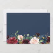 Navy Blue Burgundy Floral Happy Moederdag Foto Kaart (Achterkant)