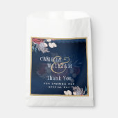 Navy Blue Burgundy Floral Lace Wedding Bedankzakje (Voorkant)