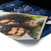 Navy Blue Burgundy Floral Lace Wedding Poster (Hoek)