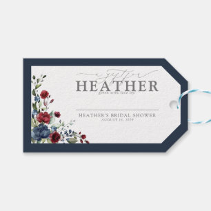 Navy Blue Burgundy Floral Vrijgezellenfeest No Wra Cadeaulabel