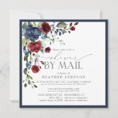 Navy Blue Burgundy Floral Vrijgezellenfeest per po Kaart (Voorkant)