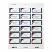 Navy Blue Burgundy Floral Waterverf Adres Etiket (Full Sheet)