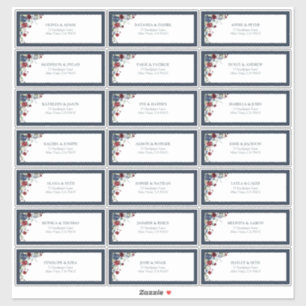 Navy Blue Burgundy Floral Waterverf gastadres Sticker