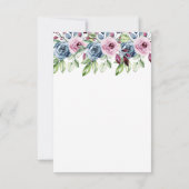 Navy Blue Burgundy Floral Wedding RSVP Kaartje (Achterkant)