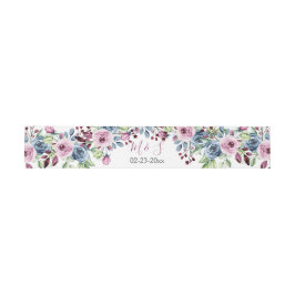 Navy Blue Burgundy Floral Wedding Uitnodigingen Wikkel