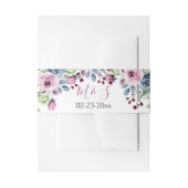 Navy Blue Burgundy Floral Wedding Uitnodigingen Wikkel (Voorkant Voorbeeld)