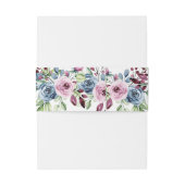 Navy Blue Burgundy Floral Wedding Uitnodigingen Wikkel (Achterkant Voorbeeld)