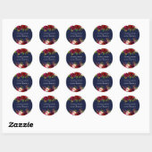 Navy Blue Burgundy Garden Floral Spring Wedding Ronde Sticker (Vel)