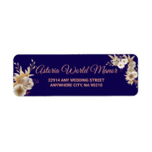 Navy Blue Burgundy Gold Blush Wedding address labe