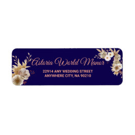 Navy Blue Burgundy Gold Blush Wedding address labe Etiket