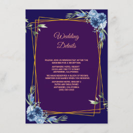Navy Blue Burgundy Gold Blush Wedding Informatiekaartje