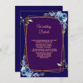 Navy Blue Burgundy Gold Blush Wedding Informatiekaartje (Voorkant / Achterkant)