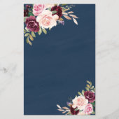 Navy Blue Burgundy Gold Blush Wedding Menu-kaarten (Achterkant)