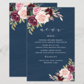 Navy Blue Burgundy Gold Blush Wedding Menu-kaarten (Voorkant / Achterkant)