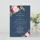 Navy Blue Burgundy Gold Blush Wedding Programs (Staand voorkant)