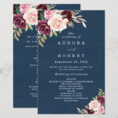 Navy Blue Burgundy Gold Blush Wedding Programs (Voorkant / Achterkant)
